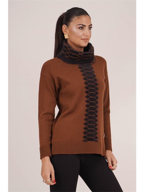 Maglia in misto lana Love To Love by Gai Mattiolo | LT705BISCOTTO/NERO